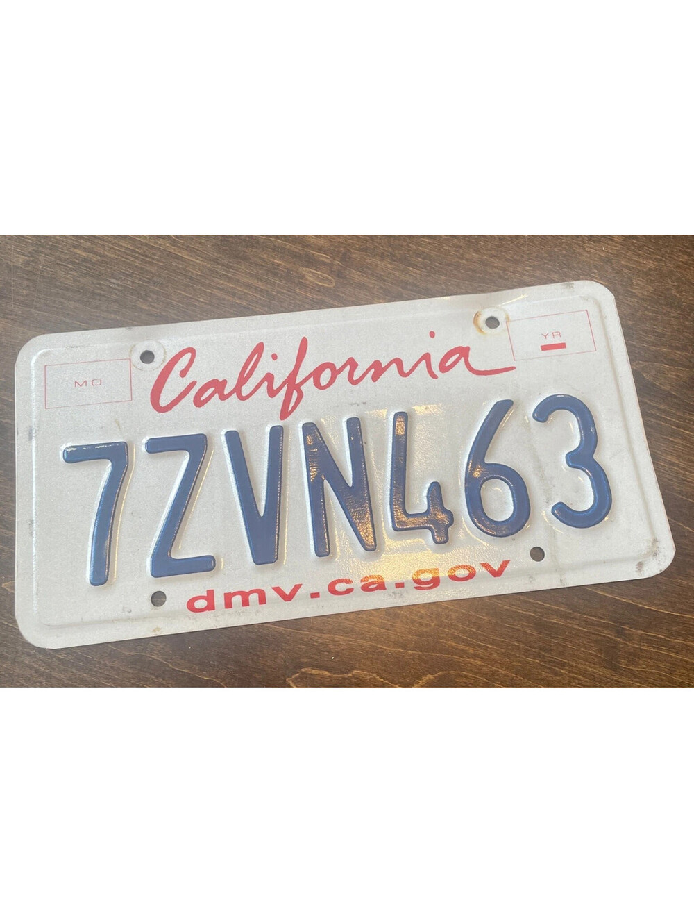 License Plate California CA Cali USA American Vintage Expired 7 ZVN 463